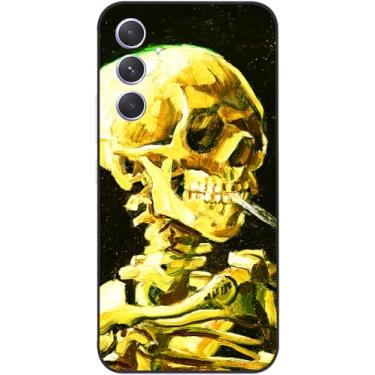 Imagem de Berkin Arts Compatível com Samsung Galaxy A54 5G Capa artística de silicone pós-impressionismo (cabeça de um esqueleto com um cigarro aceso por Vincent Van Gogh)