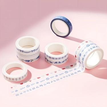 Imagem de Conjunto de adesivos Washi de 10 rolos de 3 metros, adesivos decorativos para artes faça-você-mesmo artesanato suprimentos de diário scrapbook cartão embrulho