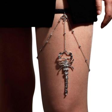 Imagem de Body Chain Corrente Coxa Strass Prata Escorpião Feminino
