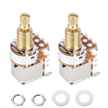 Imagem de Banworks Potenciômetro de pressão para guitarra Full Brass A500K Imperial 3/20.3 cm com eixo longo dividido de 18 estrias (comprimento de 18 mm) para Fender Strat/Tele Gibson Les Paul LP/SG PRS 2