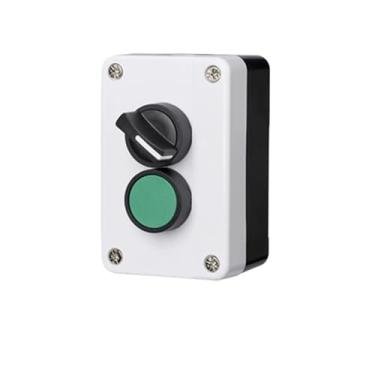 Imagem de KKFAUS Interruptor rotativo de duas posições 2P 10A Reset Momentâneo Caixa de botão verde à prova d'água Controle industrial Potência SEM NC