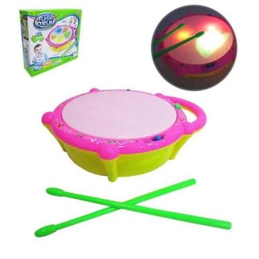 Imagem de Tamborzinho Musical Infantil Flash Drum com Baqueta Som e Luz. - DM TO
