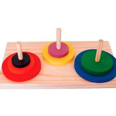 Imagem de Brinquedos Educativos Torre de Hanoi 7 Peças - SONHO DE CRIANÇA