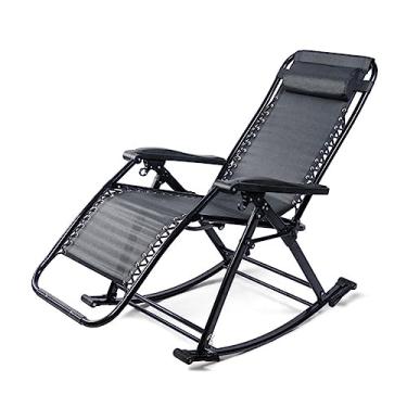 Imagem de ONDHGFBGB Espreguiçadeiras portáteis para ambientes externos, ambientes internos, pátio, jardim, cadeira de balanço dobrável, encosto ajustável, cadeira reclinável à beira da piscina, estrutura de aço
