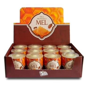 Imagem de Vela Aromática Mel, 130g, Display com 12 Unidades, Fragrância de Mel e Favos