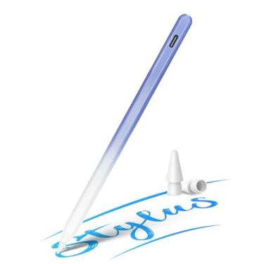 Imagem de QLAYA Lápis para iPad Pro com carregamento sem fio, magnético, com rejeição da palma da mão para iPad Pro de 12,9/11 polegadas, iPad mini, iPad Air, iPad A16/10/9/8/7/6 gerações, gradiente roxo e