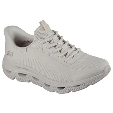 Imagem de Skechers Tênis feminino Glide Step Arc Waves – Sem cadarço, Off-white, 38