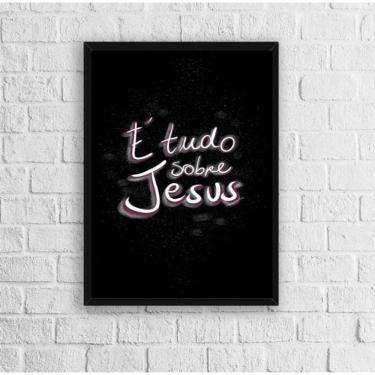 Imagem de Quadro Religioso Jesus 24x18cm - Decoração Quarto/Sala Preta