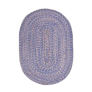 Imagem de Super Area Rugs Tapete trançado azul/dourado - Decoração de entrada/porta da frente - Construção tecida de casa de fazenda interna e externa de 0,9 x 1,5 m