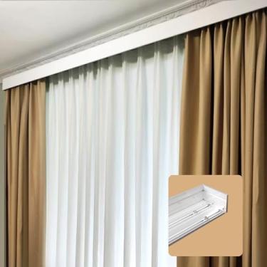 Imagem de Cortina de teto/parede 4 em 1 resistente caixa de pelmet, placa de cornija de trilho duplo para persianas, 4,2 m (13,8 pés) - capa de painel de cortina durável