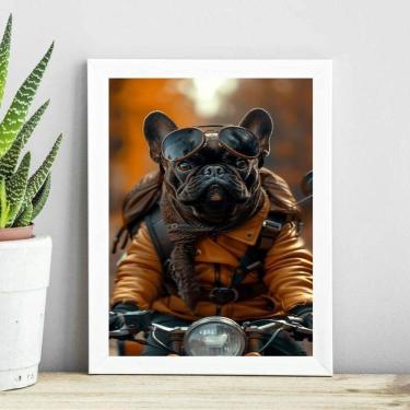 Imagem de Quadro Bulldog Francês Motociclista 45X34Cm - Com Vidro