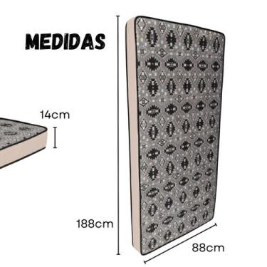Imagem de Colchão Solteiro Espuma D28 88x188x14cm Resistente Conforto Firme e Qu
