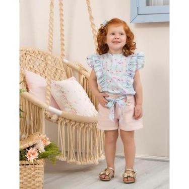 Imagem de Conjunto Infantil Menina Blusa Manga Curta+Short Aconchego-Feminino