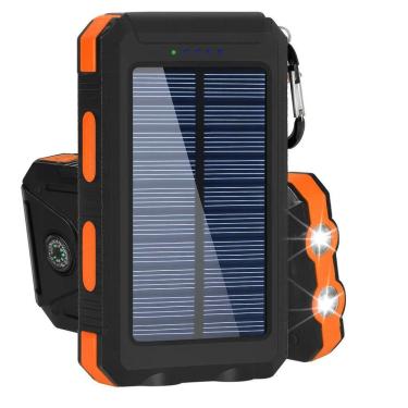 Imagem de Carregador Portátil Power Bank Solar Usb Laranja – Energia Sustentável Em Qualquer Lugar