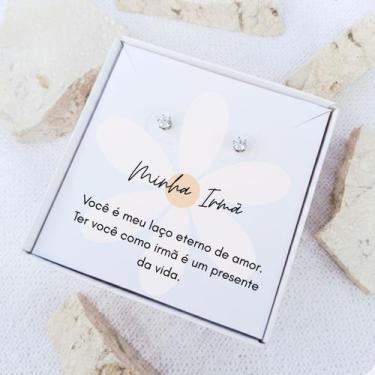 Imagem de Brinco ponto de luz aço - Caixa presente com frase Irmã - Tws Acessóri
