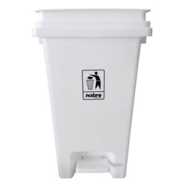 Imagem de Lixeira Plástica Com Pedal 15l Branca Banheiros Cozinhas - Nobre