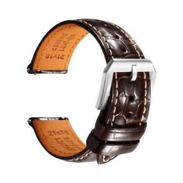 Imagem de Pulseira De Couro Azul Com Liberação Rápida 20mm 22mm Para Relógios De