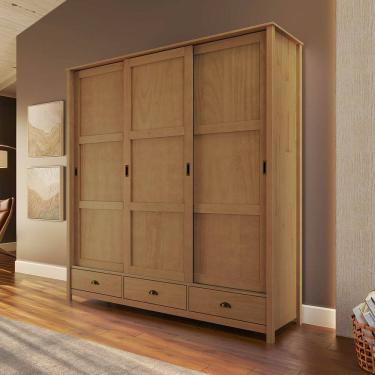 Imagem de Guarda-Roupa Topázio 3 Portas de Correr Madeira Pinus Freijó - Finestra