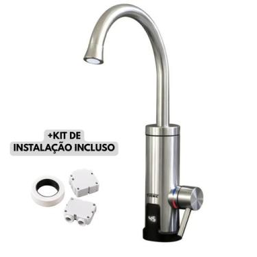 Imagem de Torneira Elétrica Blindada 3000w Fame Cromada Com Display Digital Kit 