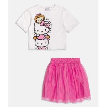 Imagem de Conjunto Infantil Menina Blusa/Saia Tule Hello Kitty Momi-Feminino