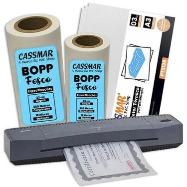 Imagem de Kit Laminadora Aurora A3 BOPP A4 BOPP A3 Fosco Cassmar 220v, 220V