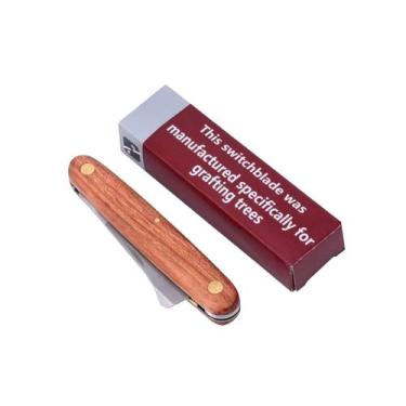 Imagem de Canivete De Enxertia Cabo De Madeira Premium Produção Mudas - Leander 