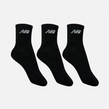 Imagem de Kit 3 Pares Meia New Balance Cano Alto Premium Unissex Cor:PretaTamanh