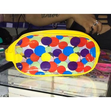 Imagem de Estojo Escolar OEM Bolsinha Tranparente Material Polipropileno com Zíper 23x11x5cm Amarelocombolinhas