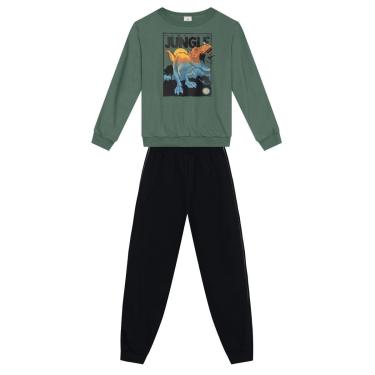 Imagem de Conjunto infantil em moletom peluciado de dino Brandili-Masculino