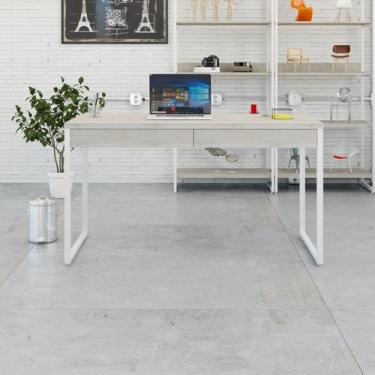 Imagem de Mesa de Escritorio Office C/02 Gavetas Kuadra 135cm Est.Branca - Metal