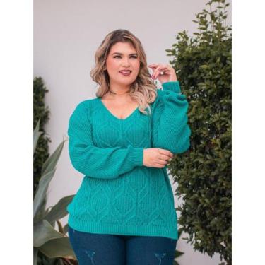 Imagem de Blusa Tricot Feminina Plus Size Lançamento Tricô Elegante EXXG G4 - Gi