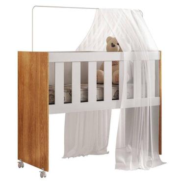 Imagem de Mini Berço Multifuncional Rubi com Colchão Branco Amadeirado - Tigus Baby