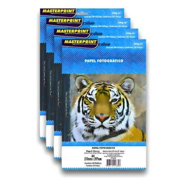 Imagem de Kit 200 Folhas Papel Fotografico A4 Glossy 230g Masterprint Cor Branco