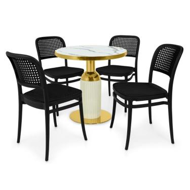 Imagem de Conjunto de Jantar Imperial 70cm com 4 Cadeiras Roma Tampo Mármore Sintético Branco All...