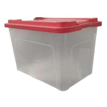 Imagem de Caixa Organizadora Top Box Color Transparente C/ Trava 57L - Monte Líb