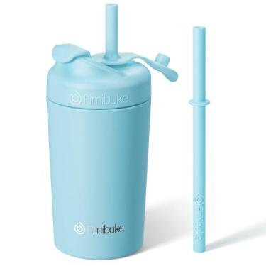 Imagem de Copo infantil Fimibuke 300 ml, à prova de derramamento, isolado em aço