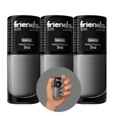 Imagem de Kit 3 Esmalte Cremoso Cinza Luana Friends 7ml Cor Vibrante