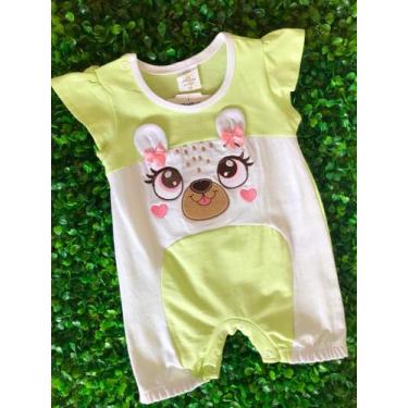 Imagem de Macacão Curto Infantil Fem Bordado Ursa Verde - PRESENTE DE ANJO , G