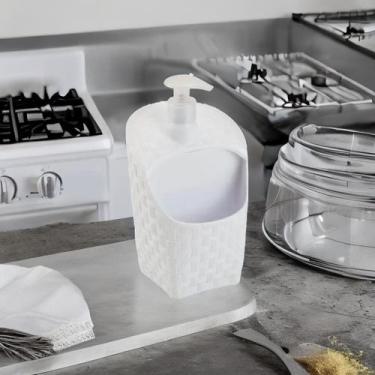 Imagem de Dispenser Porta Detergente e Bucha Rattan Branco - MONTE LIBANO
