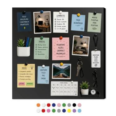 Imagem de Painel Magnético 80x80 Para Fotos Decoração Quarto Comodos Com 18 Imãs