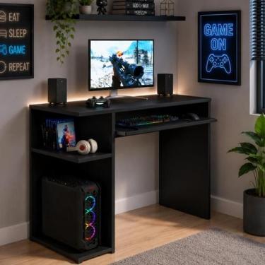 Imagem de Escrivaninha Gamer para PC Computador com Prateleira - JM3 MÓVEIS, Pre