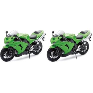 Imagem de Escultura NewRay 1:12 Kawasaki ZX-10R Verde Pacote com 2