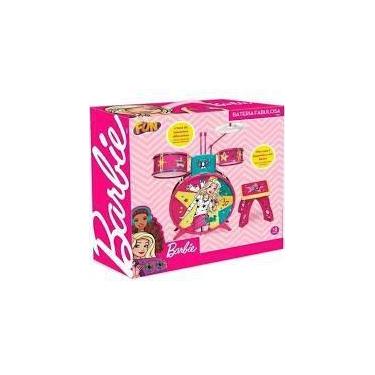Imagem de Bateria barbie infantil com banquinho 7293-1 barão, A PARTIR DE 03 ANO