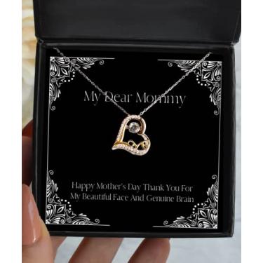 Imagem de Colar Mommy Love Dancing Necklace Happy Mother's Day Thank You for My Beautiful, presente para mãe, de filho e filha
