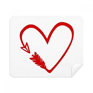 Imagem de Pano de limpeza de tela com ilustração de coração e flecha vermelha, 2 peças, tecido de camurça