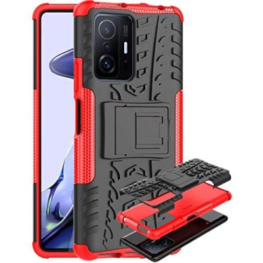 Imagem de Capa Capinha Para Xiaomi Mi 11T e 11 T Pro Case Hybrid Anti Impacto Emborrachada (Preta com vermelho)