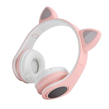 Imagem de Fone de ouvido sem fio, redução de ruído, orelhas de gato, fone de ouvido para celular para jovens(Cor de rosa)