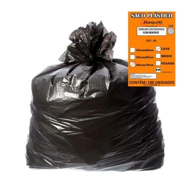 Imagem de Saco para Lixo Leve 60 Litros Preto 100un