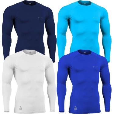 Imagem de Kit C/ 4 Camisas de Compressão Térmica Stigli Pro Proteção Solar FPU50+ Manga Longa Poliamida