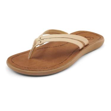 Imagem de OluKai Kapehe Luana Women's Beach Sandal, Soft & Comfortable Full-Grain Leather, Casual & Modern Style, Tapa/Sahara, 11